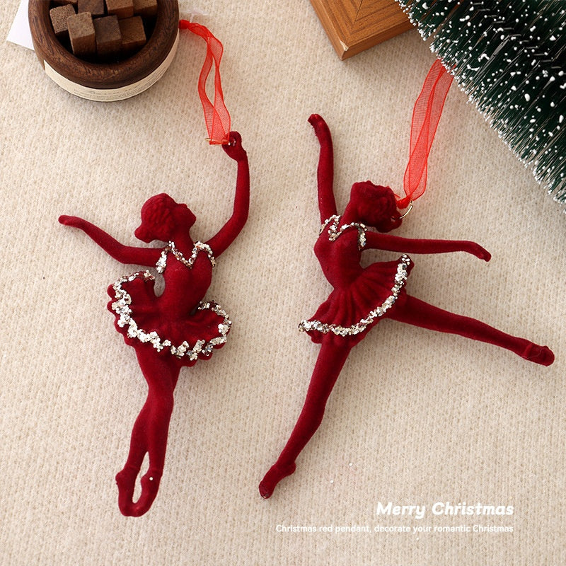 Velvet Red Christmas Ornaments With Sparkling Details
