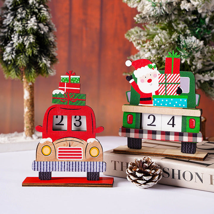 Wooden Christmas Advent Calendar Tabletop Ornament