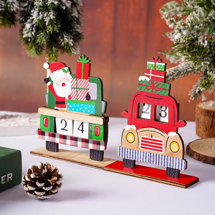 Wooden Christmas Advent Calendar Tabletop Ornament