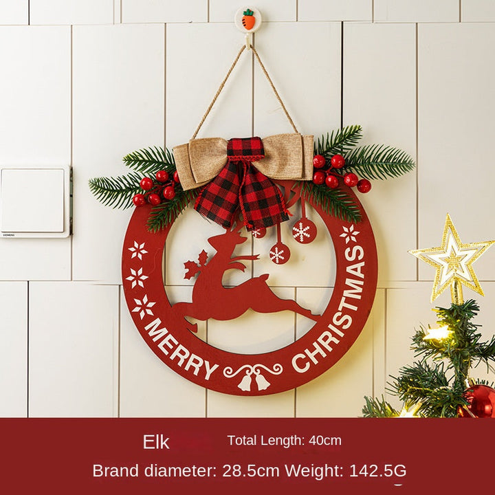 Rustic Wood Christmas Wreath Door Plaque Decoration