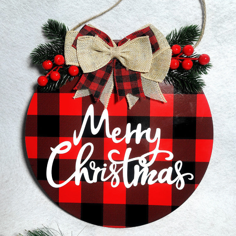 Rustic Wood Christmas Wreath Door Plaque Decoration