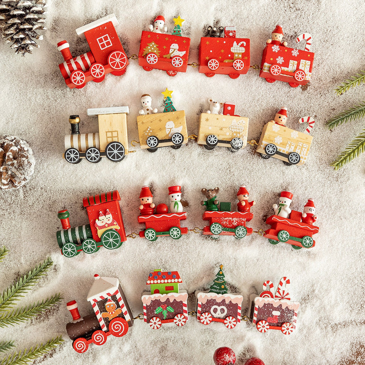 Wooden Christmas Train Decor for Small-Space Displays