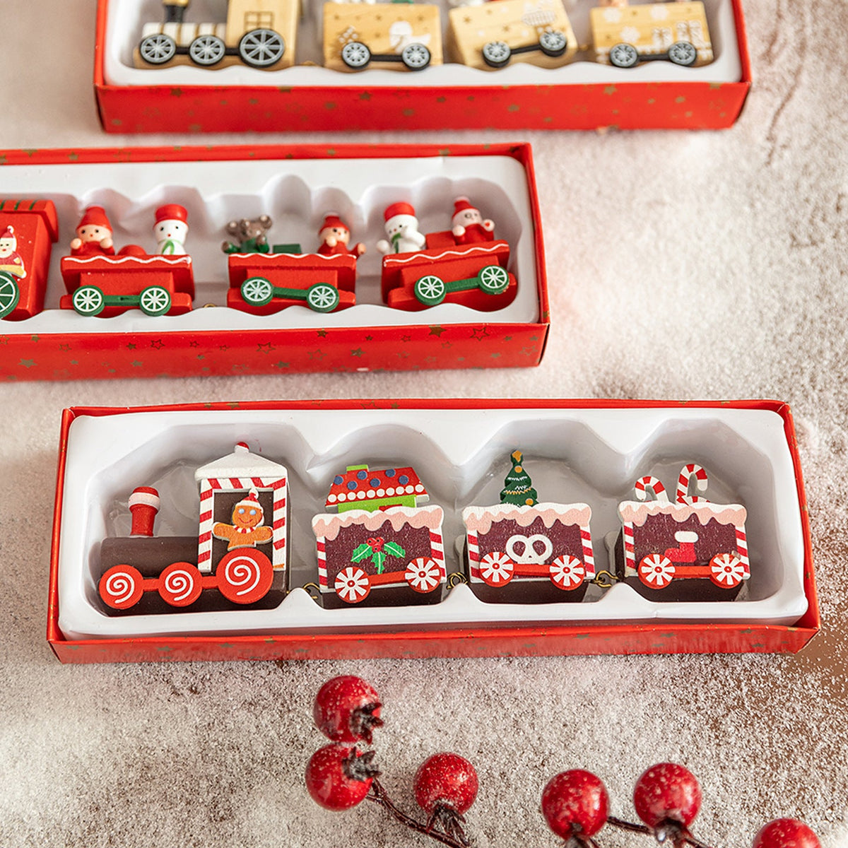 Wooden Christmas Train Decor for Small-Space Displays
