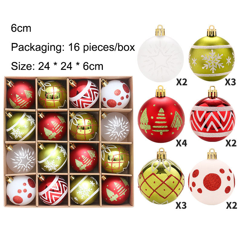 Christmas Tree Ornaments 16-Piece Festive Holiday Set