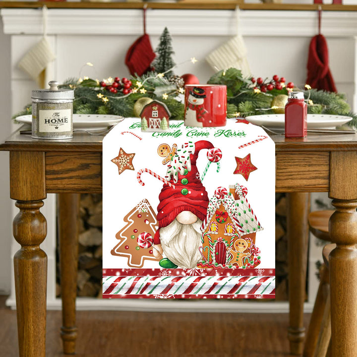 Christmas Table Runner 178cm Gnome Holiday Table Decor