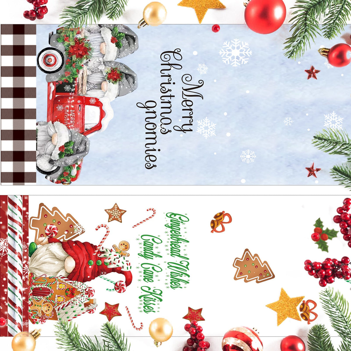 Christmas Table Runner 178cm Gnome Holiday Table Decor