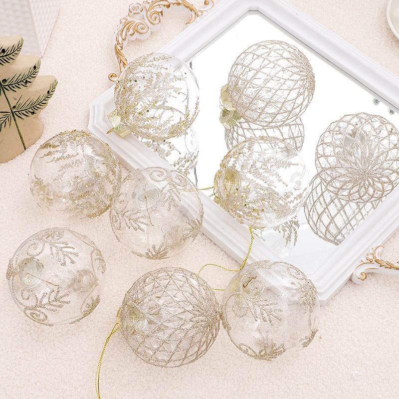 8cm Christmas Tree Ornaments, 9-Piece White & Gold