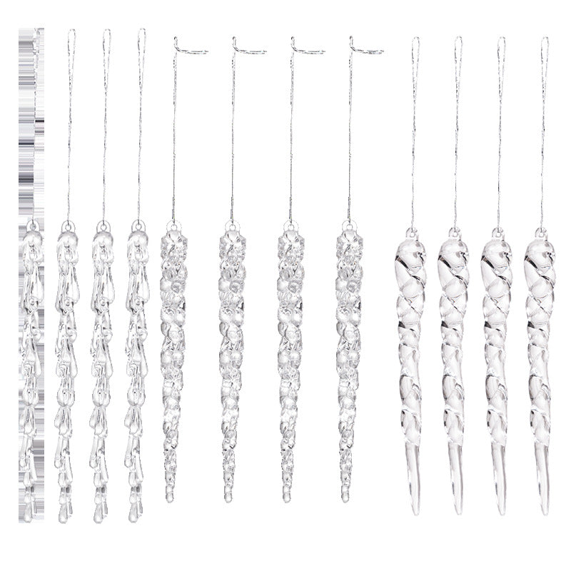 Acrylic Icicle Ornaments 12pc Set for Winter Tree Decor