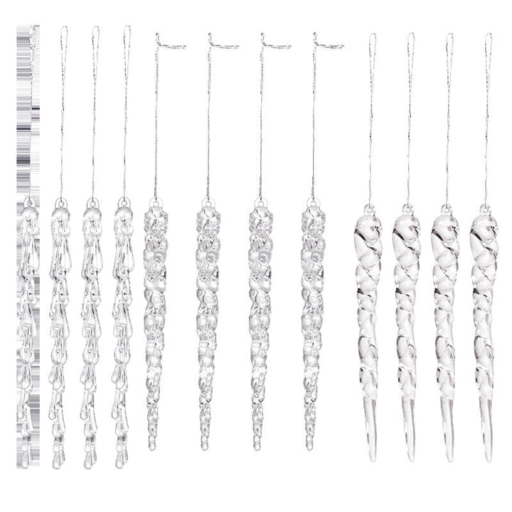 Acrylic Icicle Ornaments 12pc Set for Winter Tree Decor