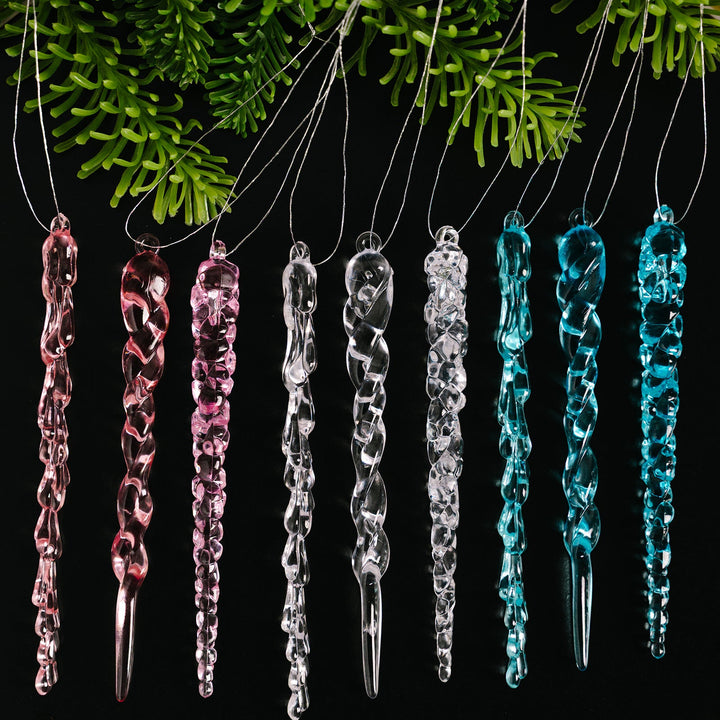Acrylic Icicle Ornaments 12pc Set for Winter Tree Decor