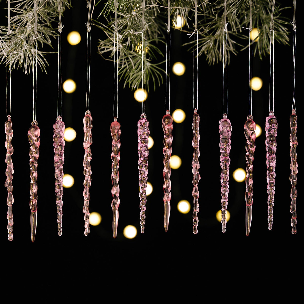 Acrylic Icicle Ornaments 12pc Set for Winter Tree Decor