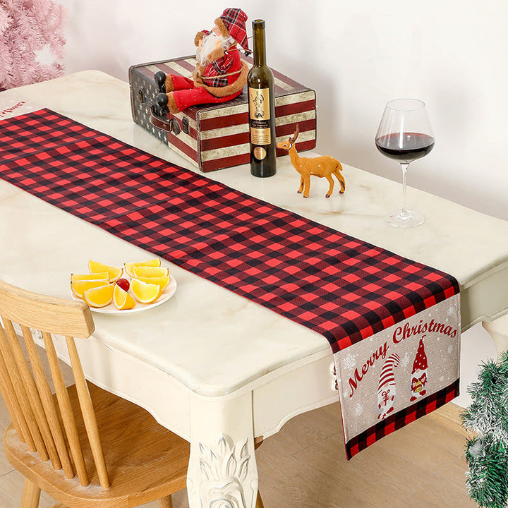 Christmas Table Runner Black Red Checkered Holiday Decor
