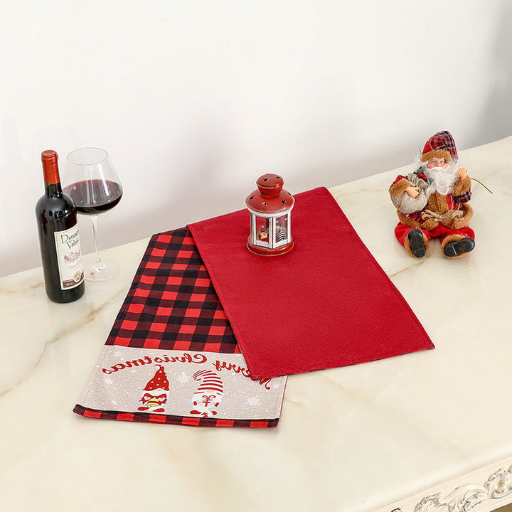 Christmas Table Runner Black Red Checkered Holiday Decor