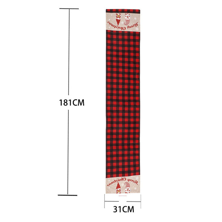 Christmas Table Runner Black Red Checkered Holiday Decor