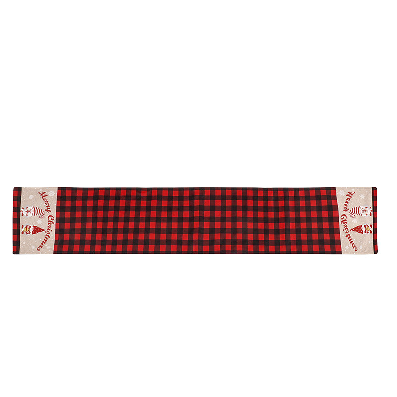 Christmas Table Runner Black Red Checkered Holiday Decor