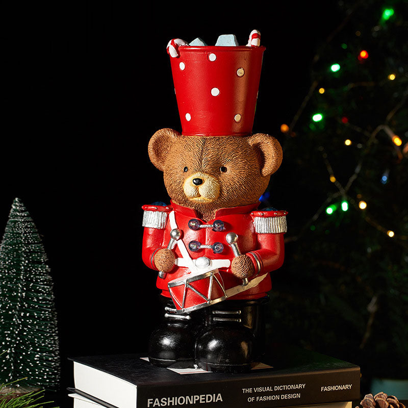 Christmas Bear Drummer Figurine for Warm Holiday Decor