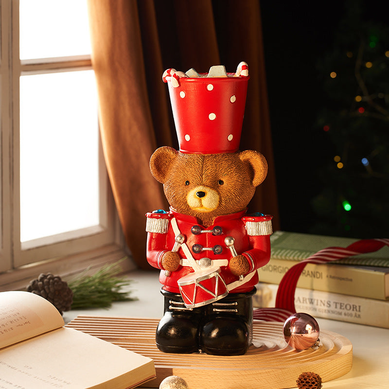 Christmas Bear Drummer Figurine for Warm Holiday Decor