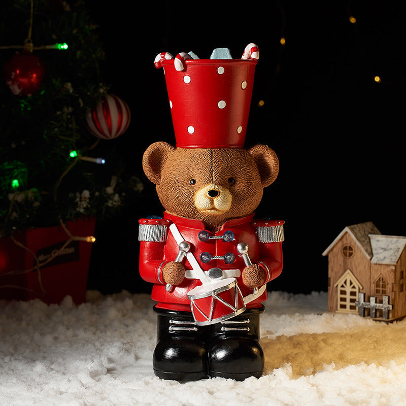 Christmas Bear Drummer Figurine for Warm Holiday Decor