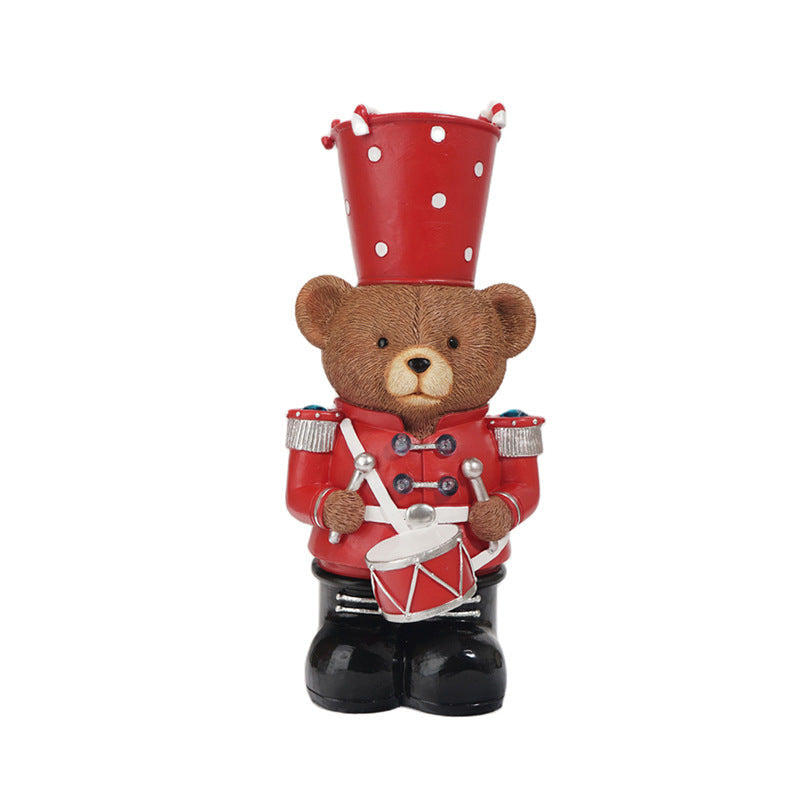 Christmas Bear Drummer Figurine for Warm Holiday Decor