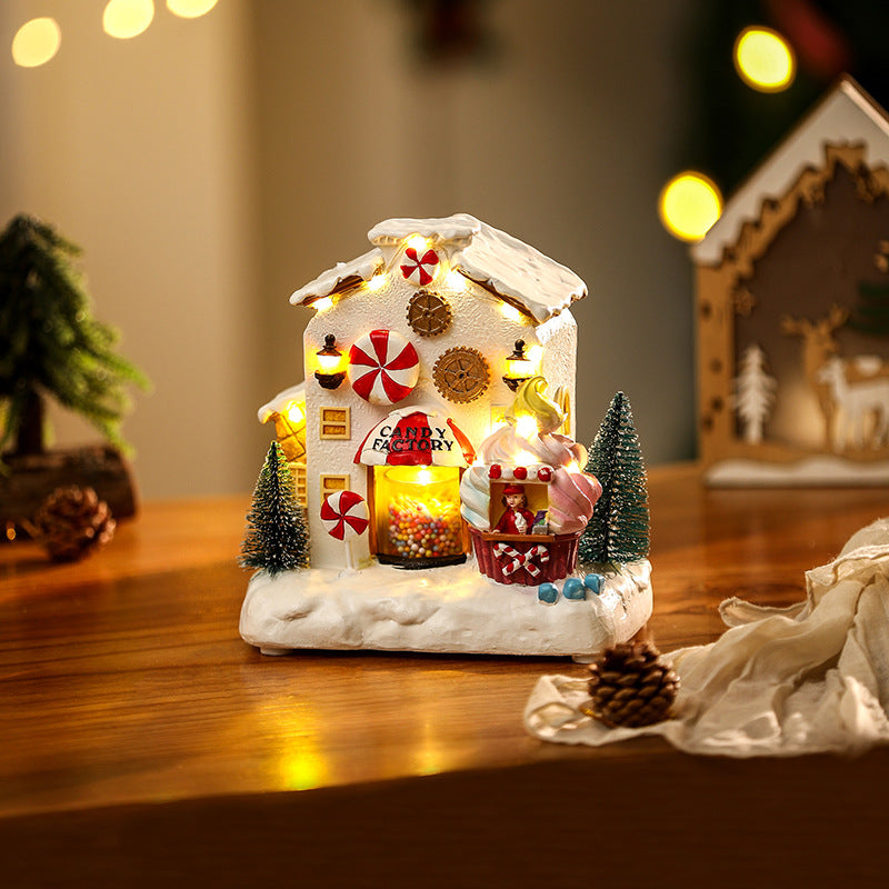 Christmas Candy House Decoration With Cozy Warm Glow