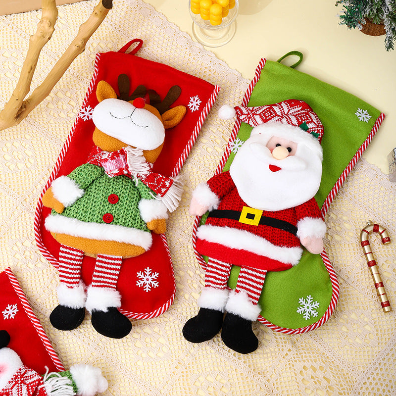 Christmas Stocking Gift Bag With Plush 3D Characters