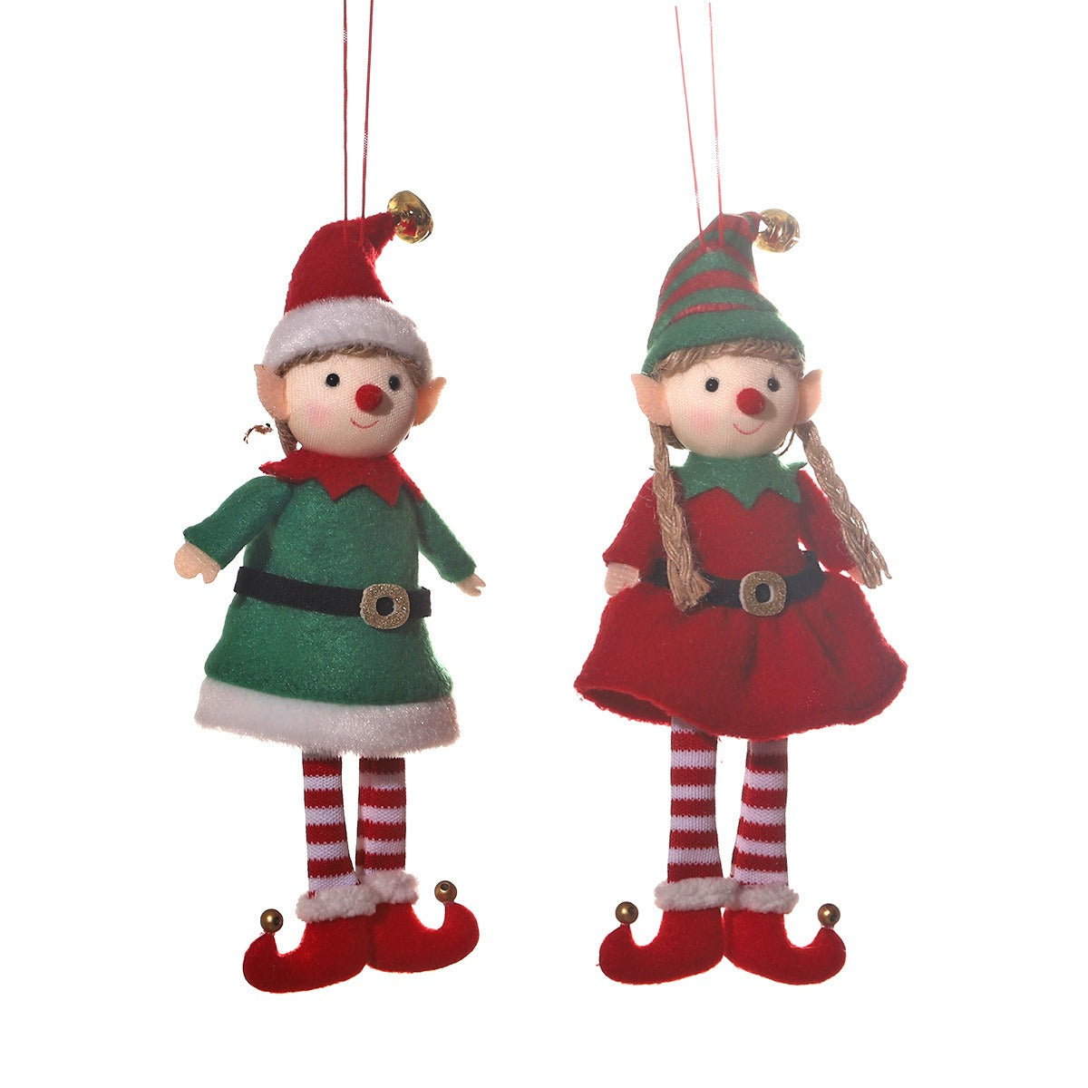 Christmas Elf Couple Ornaments for Festive Tree Charm