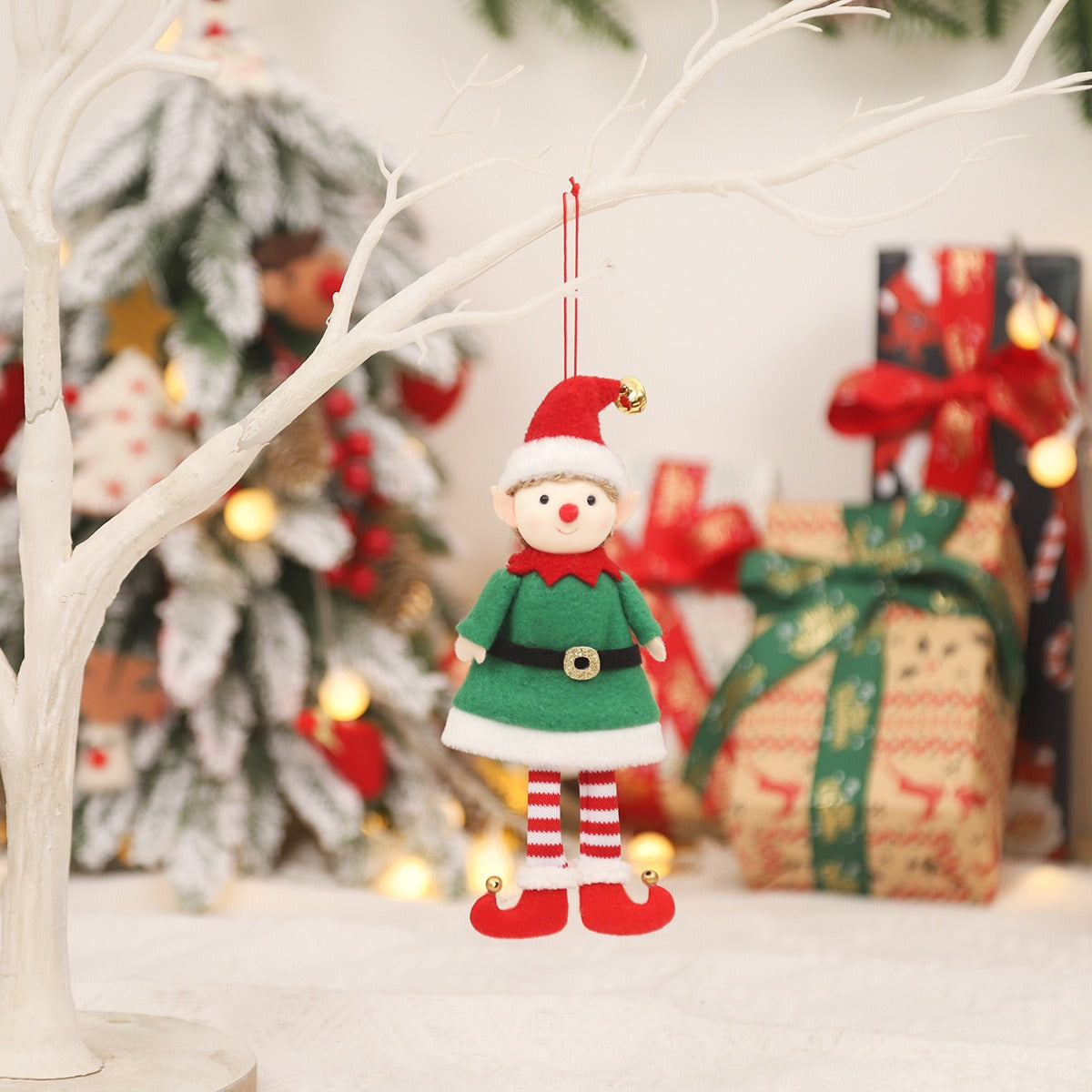 Christmas Elf Couple Ornaments for Festive Tree Charm