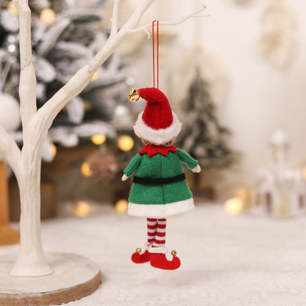Christmas Elf Couple Ornaments for Festive Tree Charm