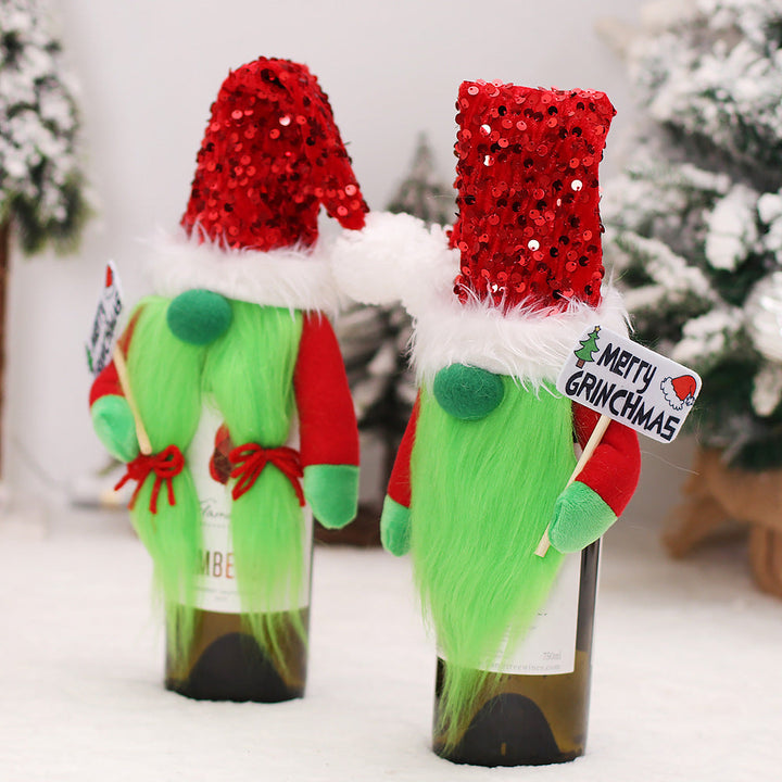 Christmas Grinch Wine Bottle Decorations for Festive Tables