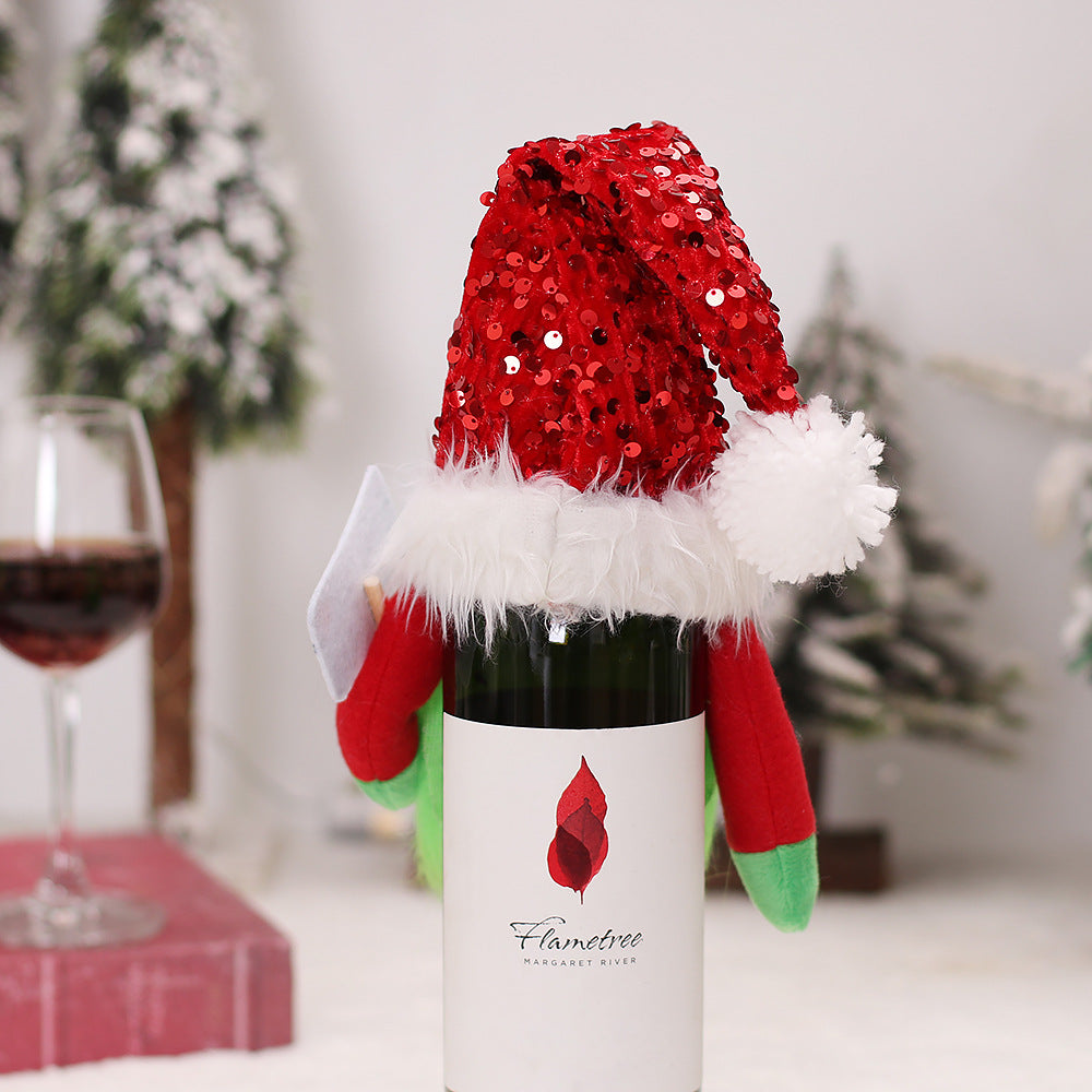 Christmas Grinch Wine Bottle Decorations for Festive Tables