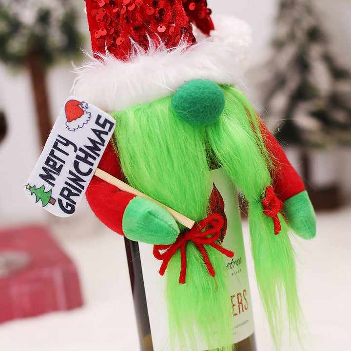 Christmas Grinch Wine Bottle Decorations for Festive Tables