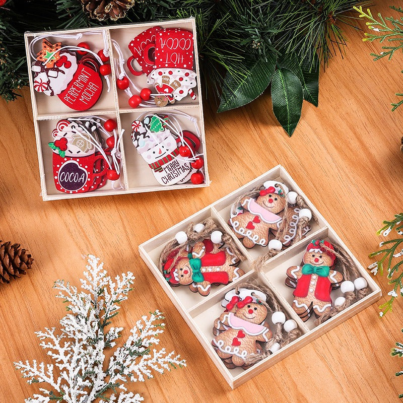 Wooden Christmas Ornaments Set for Cozy Tree Decor