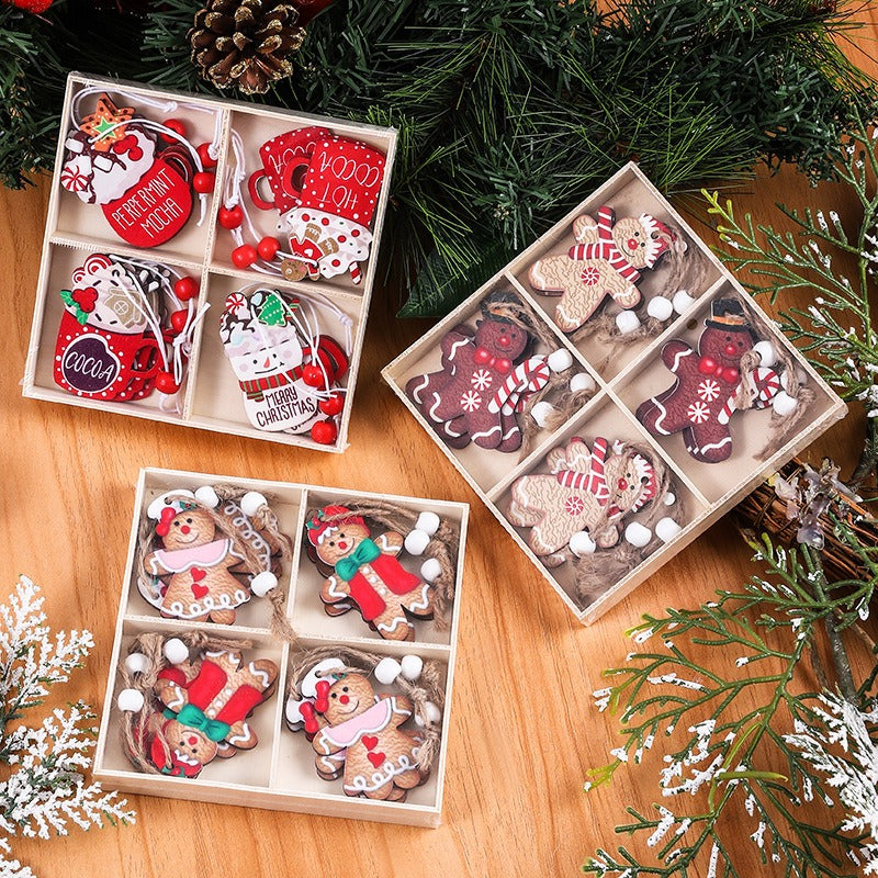 Wooden Christmas Ornaments Set for Cozy Tree Decor