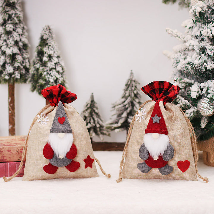 Christmas Gift Bag – Reusable Rustic Santa Drawstring