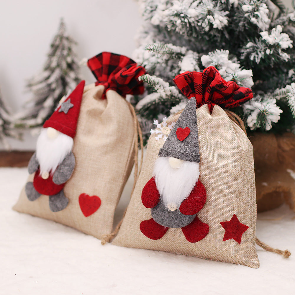Christmas Gift Bag – Reusable Rustic Santa Drawstring