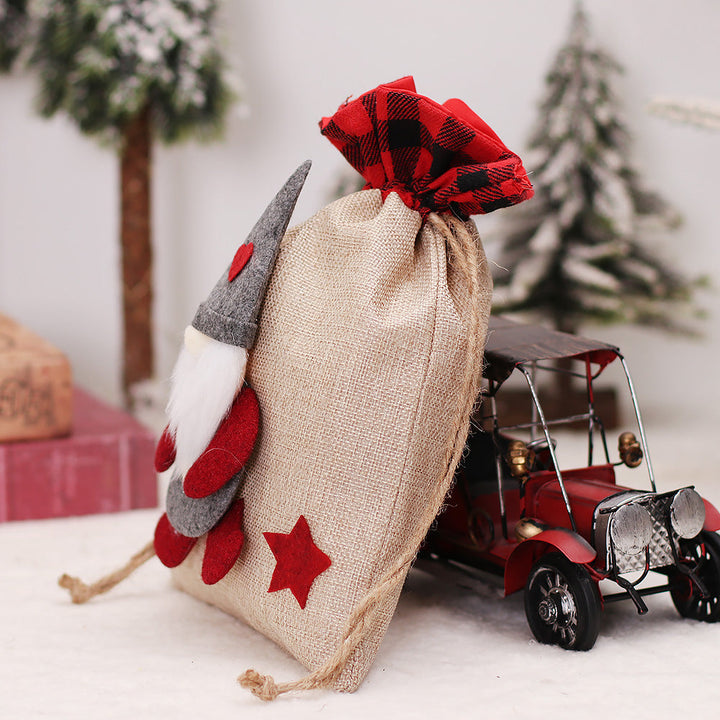 Christmas Gift Bag – Reusable Rustic Santa Drawstring