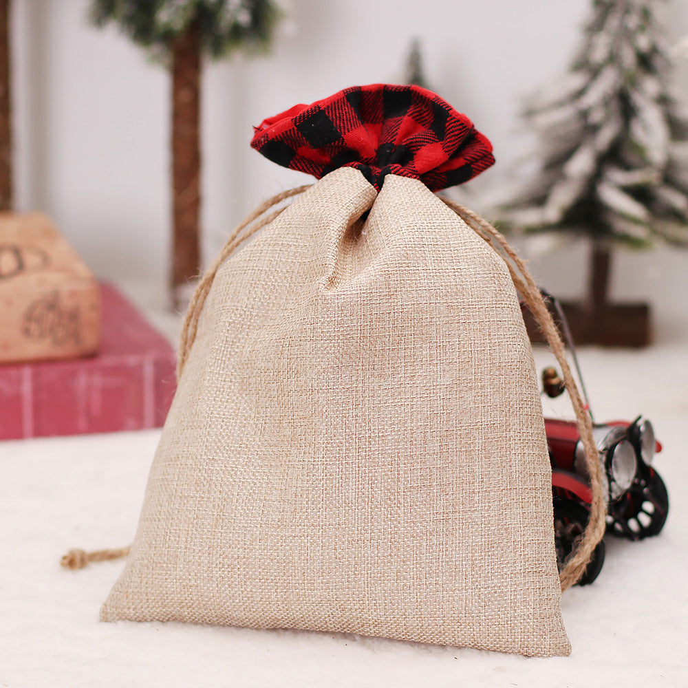 Christmas Gift Bag – Reusable Rustic Santa Drawstring
