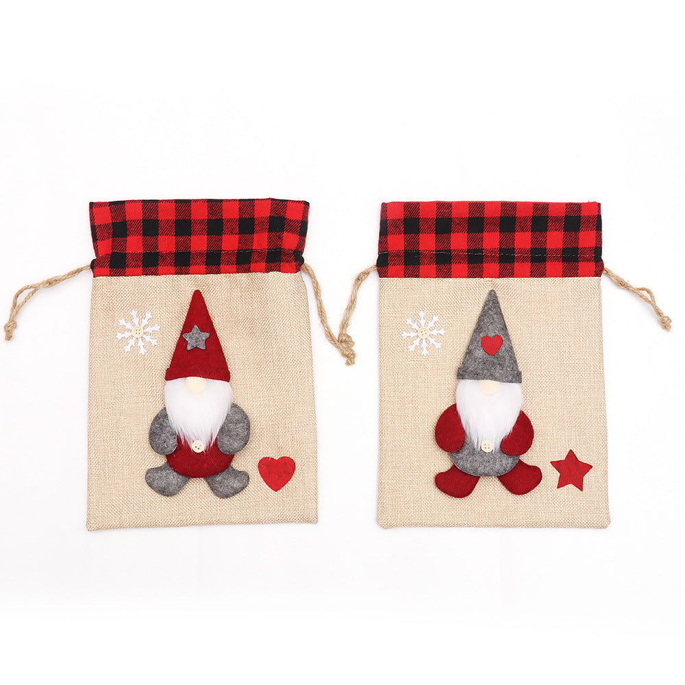 Christmas Gift Bag – Reusable Rustic Santa Drawstring