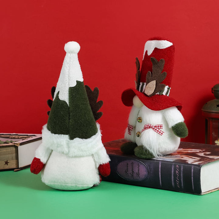 Christmas Gnome Decorations With Reindeer Antlers Set