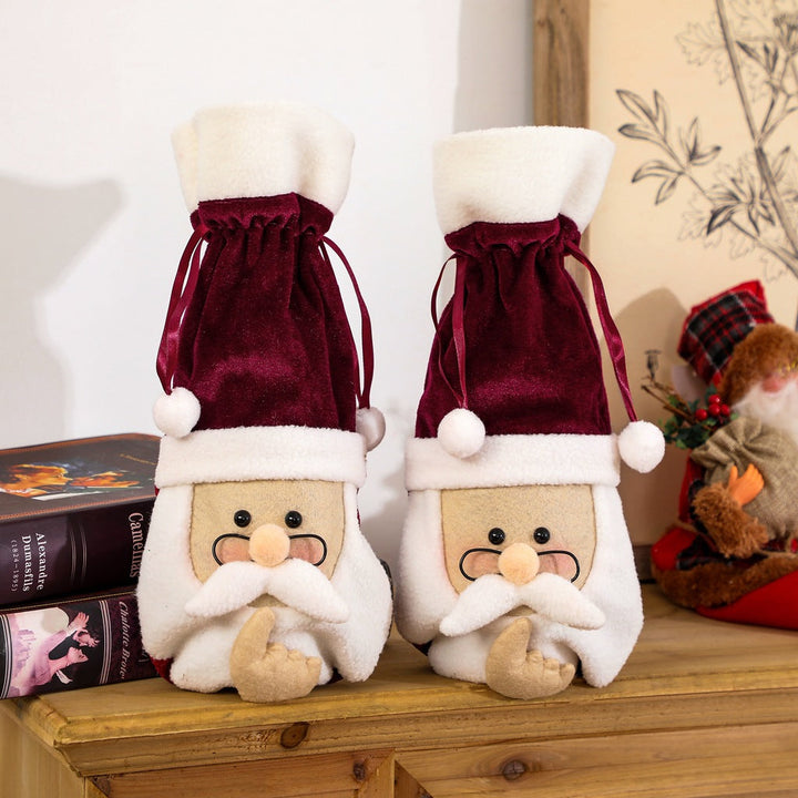 Christmas Wine Bottle Santa Cover for Festive Tables