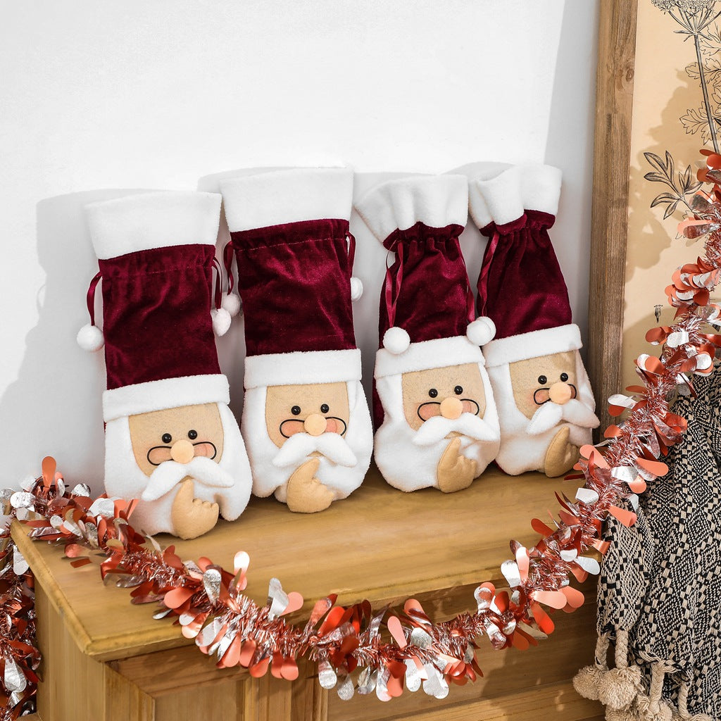 Christmas Wine Bottle Santa Cover for Festive Tables