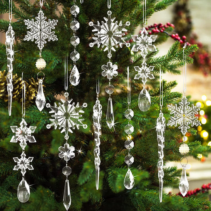 Christmas Icicle Ornaments for Crystal-Ice Tree Sparkle