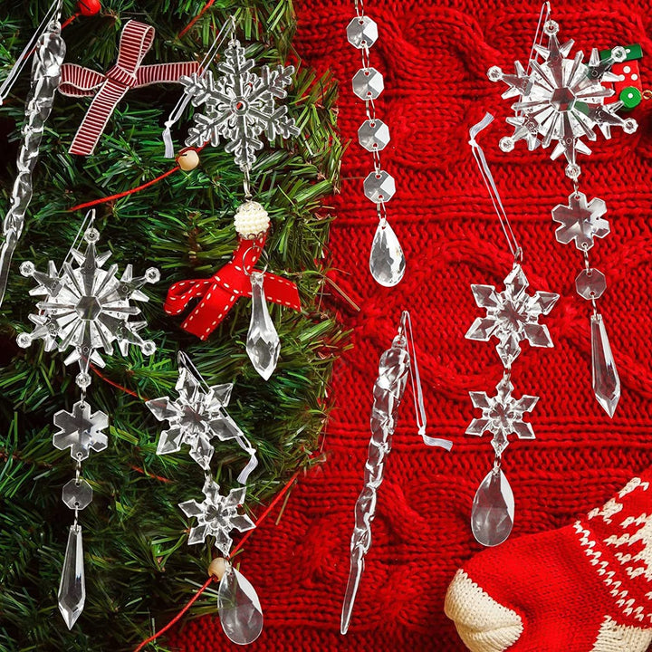 Christmas Icicle Ornaments for Crystal-Ice Tree Sparkle