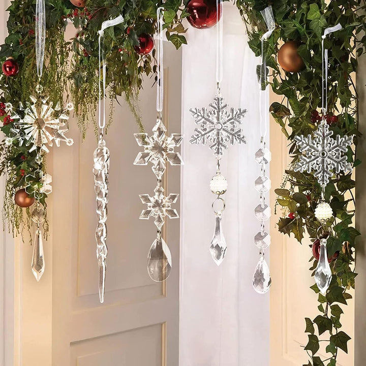 Christmas Icicle Ornaments for Crystal-Ice Tree Sparkle