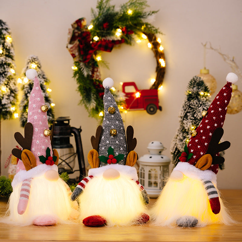 Christmas Gnome Decorations With Warm Glowing Beards