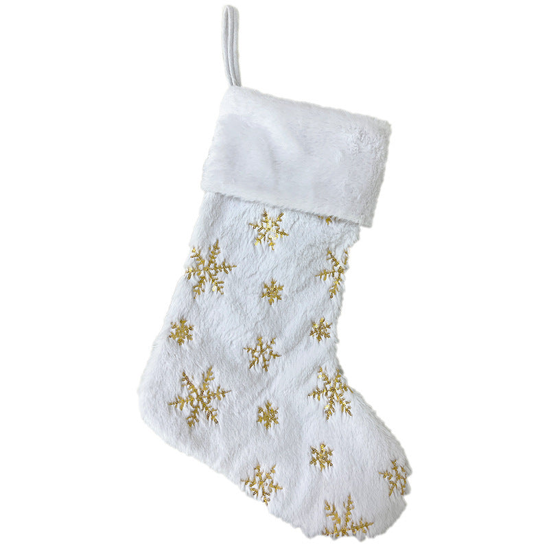 Elegant Christmas Stocking With Gold Snowflake Details