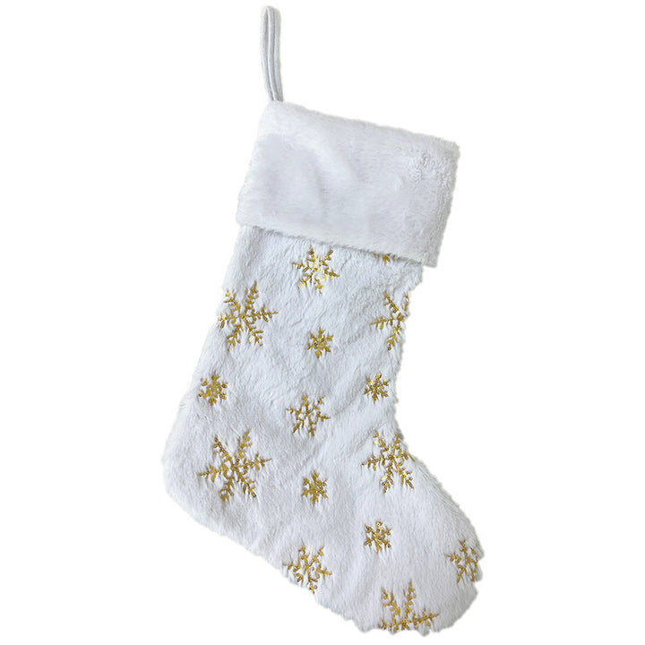 Elegant Christmas Stocking With Gold Snowflake Details