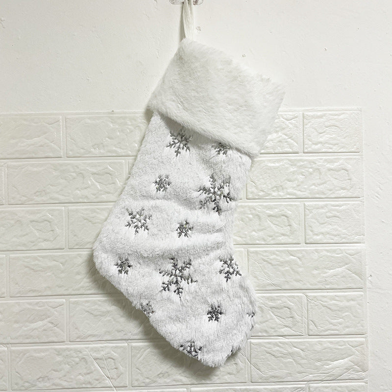 Elegant Christmas Stocking With Gold Snowflake Details