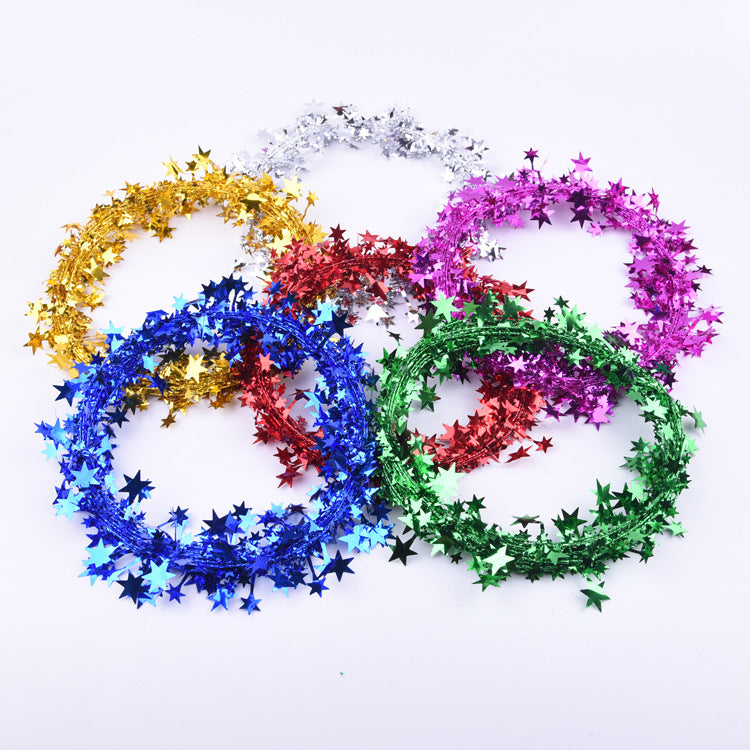 Star Tinsel Garland for Colorful Christmas Sparkle