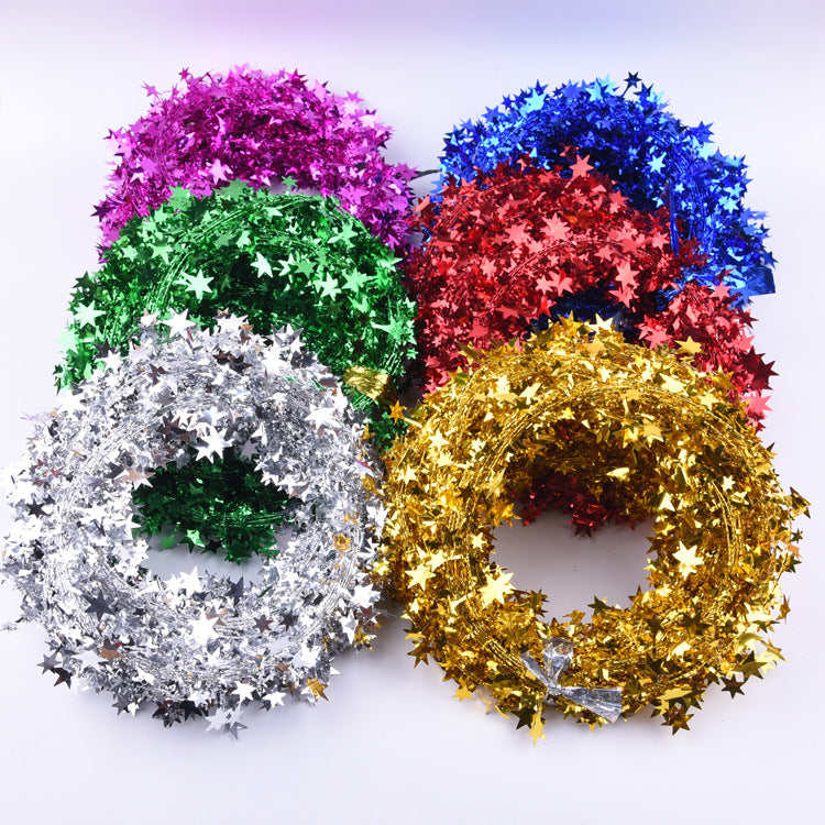 Star Tinsel Garland for Colorful Christmas Sparkle